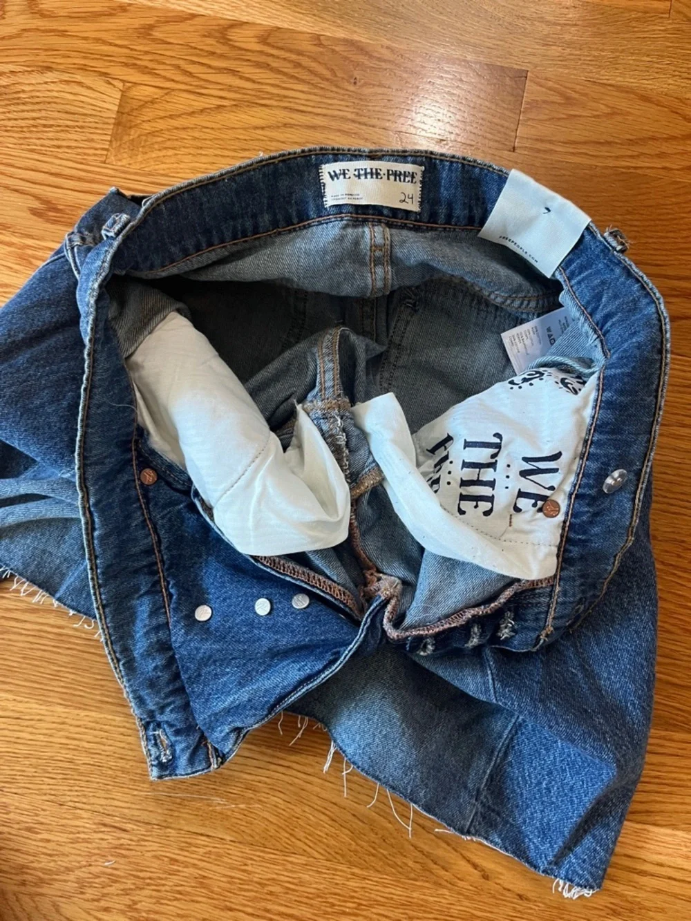 Free People Boomerang Long Denim Shorts Size 24 NWT